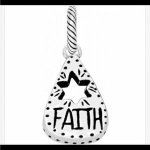 Brighton FAITH Charm Silverplated Hammered Notes Teardrop Dangle Cutout
